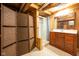 Rustic bathroom featuring a shower, woven privacy screen, and wood accents at 171 Williams Trce, Plainfield, IN 46168