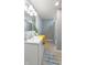 Bathroom featuring a single sink vanity with a large mirror and updated lighting at 201 N 5Th St, Elwood, IN 46036