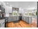 Well-equipped kitchen features modern appliances, gray cabinets, granite countertops, and ample natural light at 2015 Saint Andrews Ct, Franklin, IN 46131