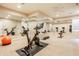 Bright home gym with mirrored walls, exercise bikes, and workout equipment at 2377 Finchley Rd, Carmel, IN 46032