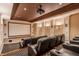 Luxurious home theater featuring comfortable seating, a projector, and a large screen at 2377 Finchley Rd, Carmel, IN 46032