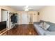 Comfortable living room featuring hardwood floors and neutral wall color at 3131 Stillmeadow Dr, Indianapolis, IN 46214