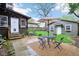 Fenced backyard with patio table, chairs, and umbrella at 4169 Central Ave, Indianapolis, IN 46205