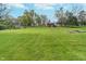 A serene backyard with lush green grass and a charming shed at 417 W Ash St, Jamestown, IN 46147
