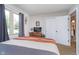 Bedroom featuring view to the hall, carpeted floors, and closet at 417 W Ash St, Jamestown, IN 46147