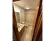 This bathroom has a bath/shower combo and a vanity with sink at 4611 29Th St, Columbus, IN 47203