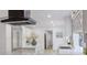 A kitchen featuring stainless steel appliances, white cabinets, and a range hood at 5190 Potters Pike, Indianapolis, IN 46234