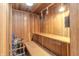 Interior view of sauna room complete with wooden benches and a traditional heater at 5190 Potters Pike, Indianapolis, IN 46234