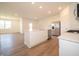 Open concept kitchen with island, stainless steel appliances, and modern finishes at 5204 Cartland Dr, Indianapolis, IN 46239
