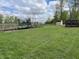 Spacious backyard with well-maintained lawn, play equipment, and a fenced perimeter at 5282 W Blue Bell Dr, New Palestine, IN 46163