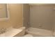 Standard bathroom with tiled shower over tub and single sink vanity at 5415 Wagon Wheel Trl, Indianapolis, IN 46237