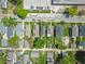 Straight down aerial view of a residential neighborhood with mature trees and well-maintained properties at 544 N Beville Ave, Indianapolis, IN 46201