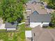 Aerial view of a property featuring a backyard pergola, seating area, garden, and mature trees at 544 N Beville Ave, Indianapolis, IN 46201