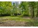 The home's large backyard with a well-manicured lawn and mature trees surrounding the perimeter at 5548 Painted Maple Ct, Indianapolis, IN 46254
