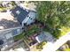 Aerial view showcasing the property's backyard, including a fire pit and wooden deck at 715 Terrace Ave, Indianapolis, IN 46203