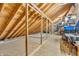 Unfinished attic with exposed rafters, plywood flooring, and potential for customization at 7897 Hickory Ridge Ln, Mooresville, IN 46158