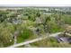 An aerial view of a quaint neighborhood with lush greenery and a pond at 8245 Woodlawn Dr, Martinsville, IN 46151