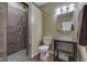Bathroom with a modern glass sink and tiled walk-in shower at 1014 Massey Ct, Greenwood, IN 46143