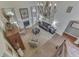 Aerial view of living room with fireplace, and elegant furnishings at 1014 Massey Ct, Greenwood, IN 46143