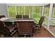 Inviting screened porch with outdoor dining set and views of the lush surrounding greenery at 11541 Coastal Dr, Indianapolis, IN 46229