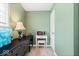 A room with green painted walls, small microwave and small black writing desk at 1715 Haynes Ave, Indianapolis, IN 46240