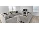 Cozy living room featuring light-colored furniture, area rug, and entertainment center at 17344 Hanningfield Way, Westfield, IN 46074