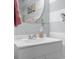 Clean bathroom featuring a stylish vanity, modern sink, and attractive striped walls for a fresh appeal at 2396 Creek Bank Dr, Columbus, IN 47201