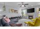 Comfortable living room with fireplace and entertainment center at 2396 Creek Bank Dr, Columbus, IN 47201