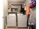 Functional laundry room with modern appliances, shelving for supplies, and ample space for organization at 2449 Orchard Creek Dr, Columbus, IN 47201
