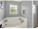 A well lit bathroom showcasing a garden tub with a bright window at 3101 Woodhaven Way, Bargersville, IN 46106