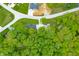 Aerial view showcases a home surrounded by trees and a winding road, highlighting its tranquil and secluded setting at 4291 E Lakeview Dr, Martinsville, IN 46151