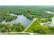 Expansive aerial view of a lakeside community nestled among lush greenery and serene water features at 4291 E Lakeview Dr, Martinsville, IN 46151