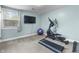 Home gym with an elliptical machine, treadmill, and television at 6288 Buttonwood Dr, Noblesville, IN 46062