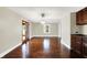 The dining room with hardwood floors has plenty of room for entertaining and Gathering time at 7425 E Thompson Rd, Indianapolis, IN 46239