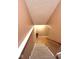 View of the carpeted basement stairway leading to hardwood flooring at 7621 Forest Dr, Fishers, IN 46038