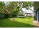 Back yard features a trampoline and a burnt pit, trees, and grass at 8814 W 30Th St, Indianapolis, IN 46234