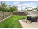 A spacious backyard featuring a well-manicured lawn, lush landscaping, and an inviting outdoor seating area at 940 E Pleasant Run Parkway North Dr, Indianapolis, IN 46203