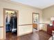 Spacious bedroom showing a walk-in closet and ensuite bathroom, adding convenience to a comfortable and private space at 1026 Jackson St, Columbus, IN 47201