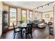 Sunlit living area with hardwood floors, large windows, and stylish furniture at 1026 Jackson St, Columbus, IN 47201