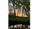 A scenic backyard landscape with trees and a water feature creates a tranquil and natural setting at 11064 Hamilton Run, Zionsville, IN 46077