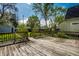 Backyard featuring a wooden deck with views of the lawn and neighboring houses at 1205 N Oxford St, Indianapolis, IN 46201