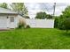 Detached garage beside a fenced yard, with healthy grass at 1507 N Luett Ave, Indianapolis, IN 46222