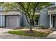 Charming townhome with grey wood siding, grey garage door, and inviting front yard landscaping at 2823 Somerset Bay, Indianapolis, IN 46240
