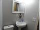 Comfortable bathroom featuring a sink, mirror, and toilet at 3426 Ireland Dr, Indianapolis, IN 46235