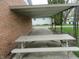 Attached covered patio with a picnic table providing a perfect outdoor seating area at 3426 Ireland Dr, Indianapolis, IN 46235