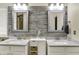 Bright bathroom featuring a double vanity and decorative mirrors at 5942 Tioga Ct, Bargersville, IN 46106