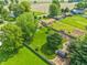 Aerial perspective highlighting the home's generous lot size, garden area, and neighborhood surroundings at 5987 E 100 N, Franklin, IN 46131
