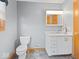 Bathroom with white vanity and gray walls at 6086 W 850 S, Edinburgh, IN 46124