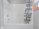 Clean shower with new shower head and modern curtain at 6086 W 850 S, Edinburgh, IN 46124