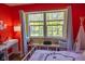 Bright bedroom offers a vanity, and built in bookcase with views of the outdoor scenery at 9718 Jupiter Pass, Carmel, IN 46032